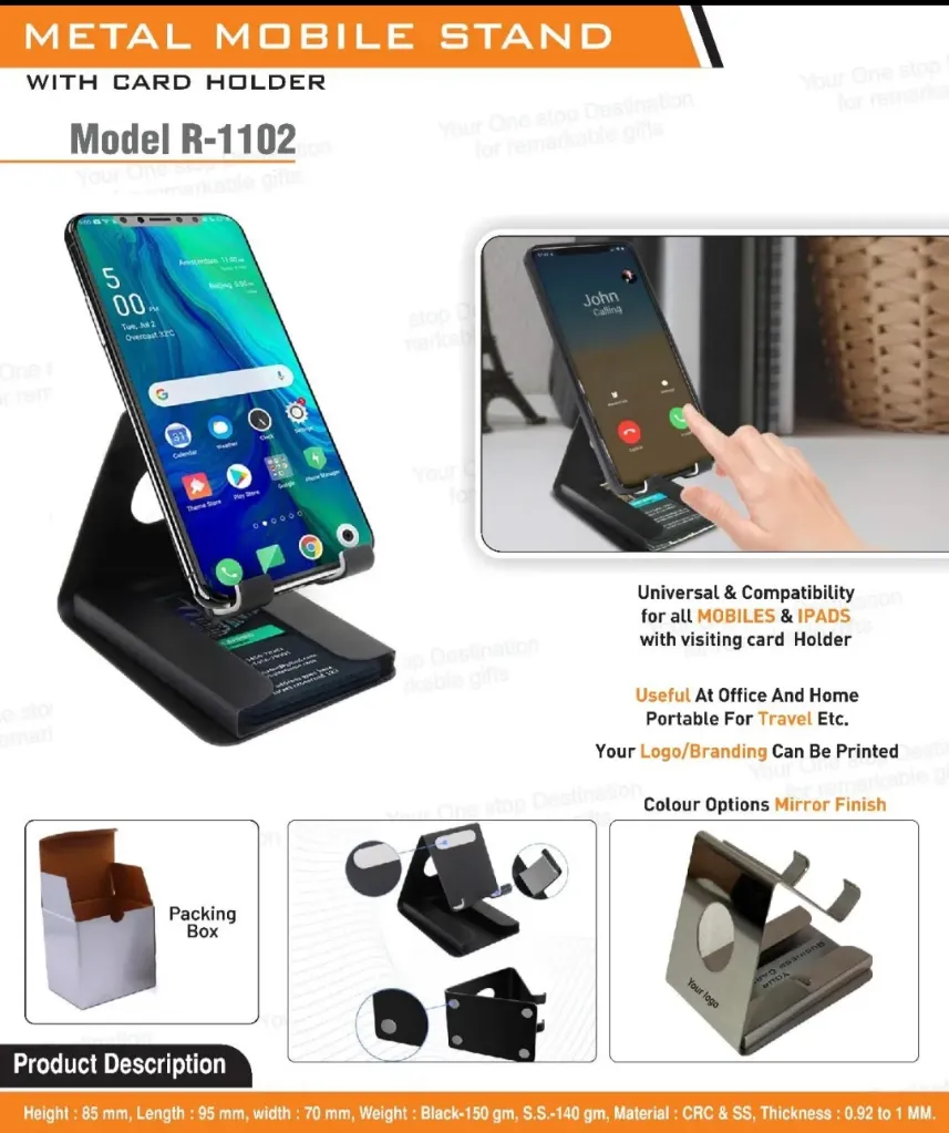 Mobile stand with card holder (MoQ - 100) (SS Mirror)