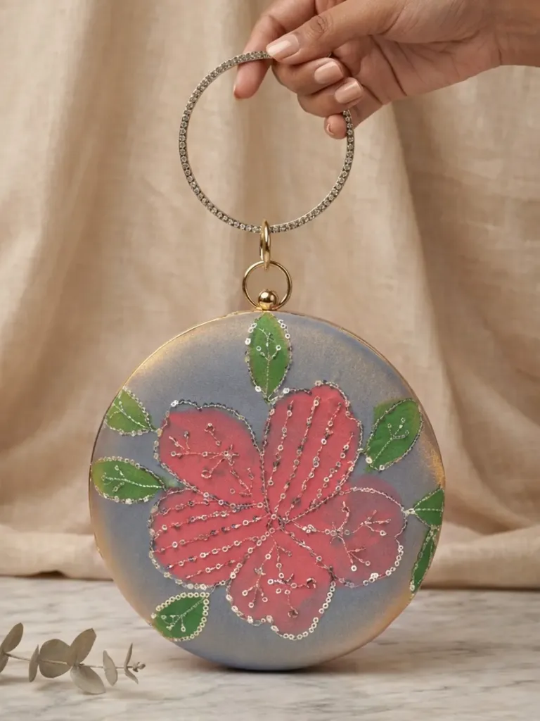Designer round ethnic clutches