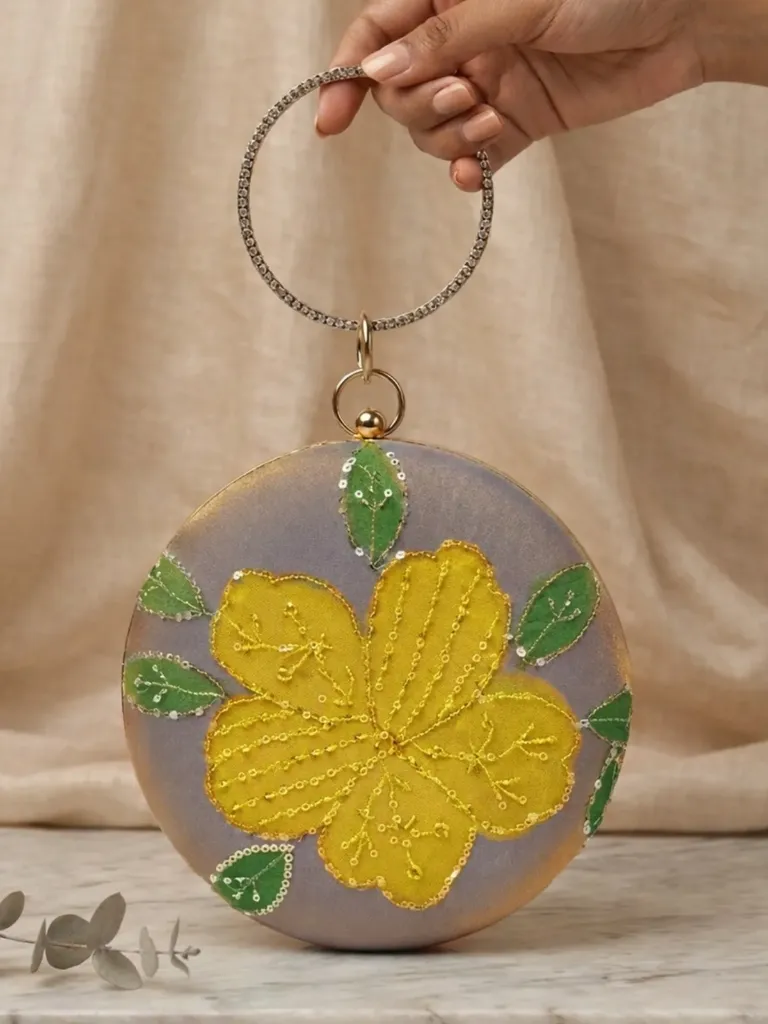 Designer round ethnic clutches