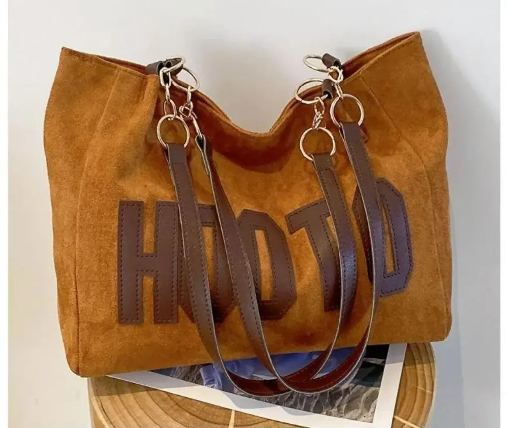 Women's stylish suede tote bag