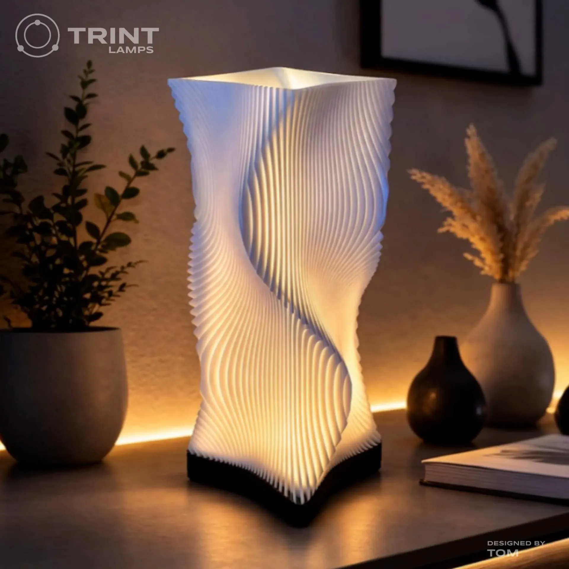 WaveGlow Lamp by Trint - 3D Printed (White)