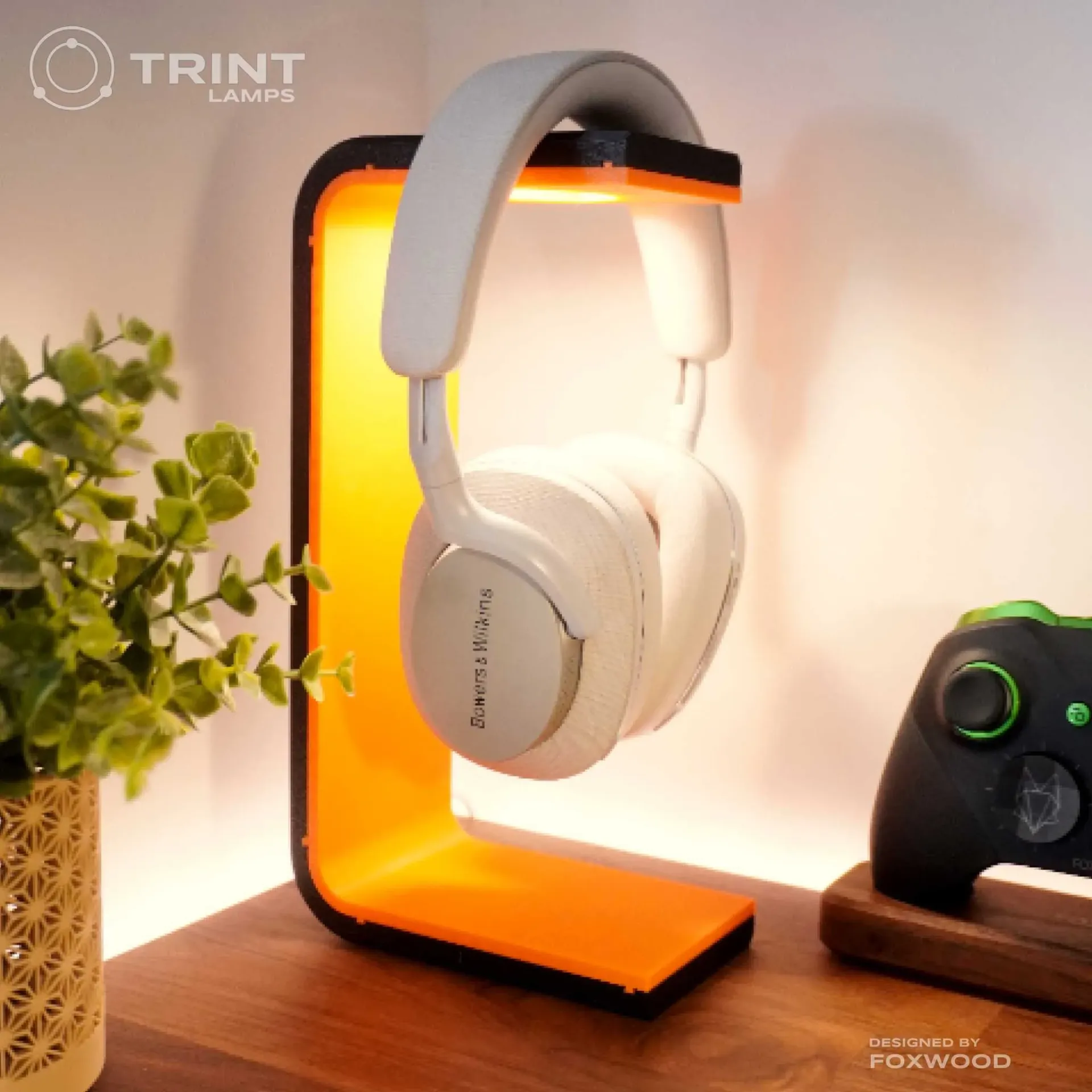 Headphone Stand Lamp by Trint - 3D Printed (White)