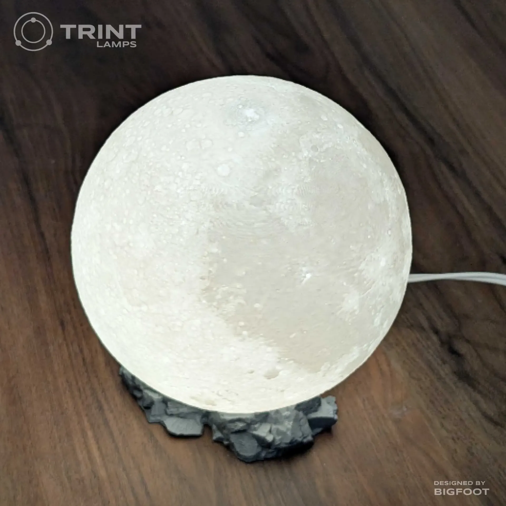Rocky Lunar Lamp by Trint - 3D Printed (White)