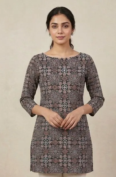 Midnight Mandala Printed Short Kurti