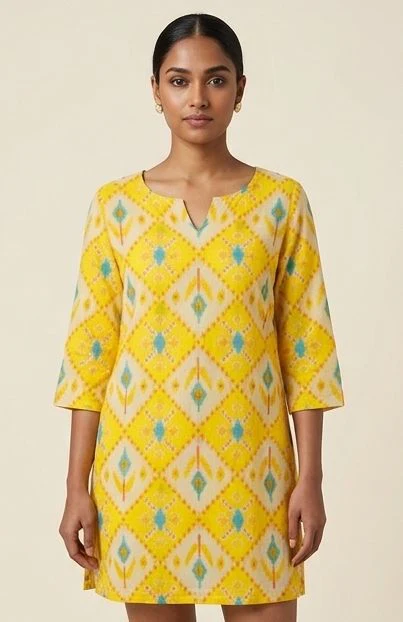 Cotton Short Kurti Sunshine Ikat