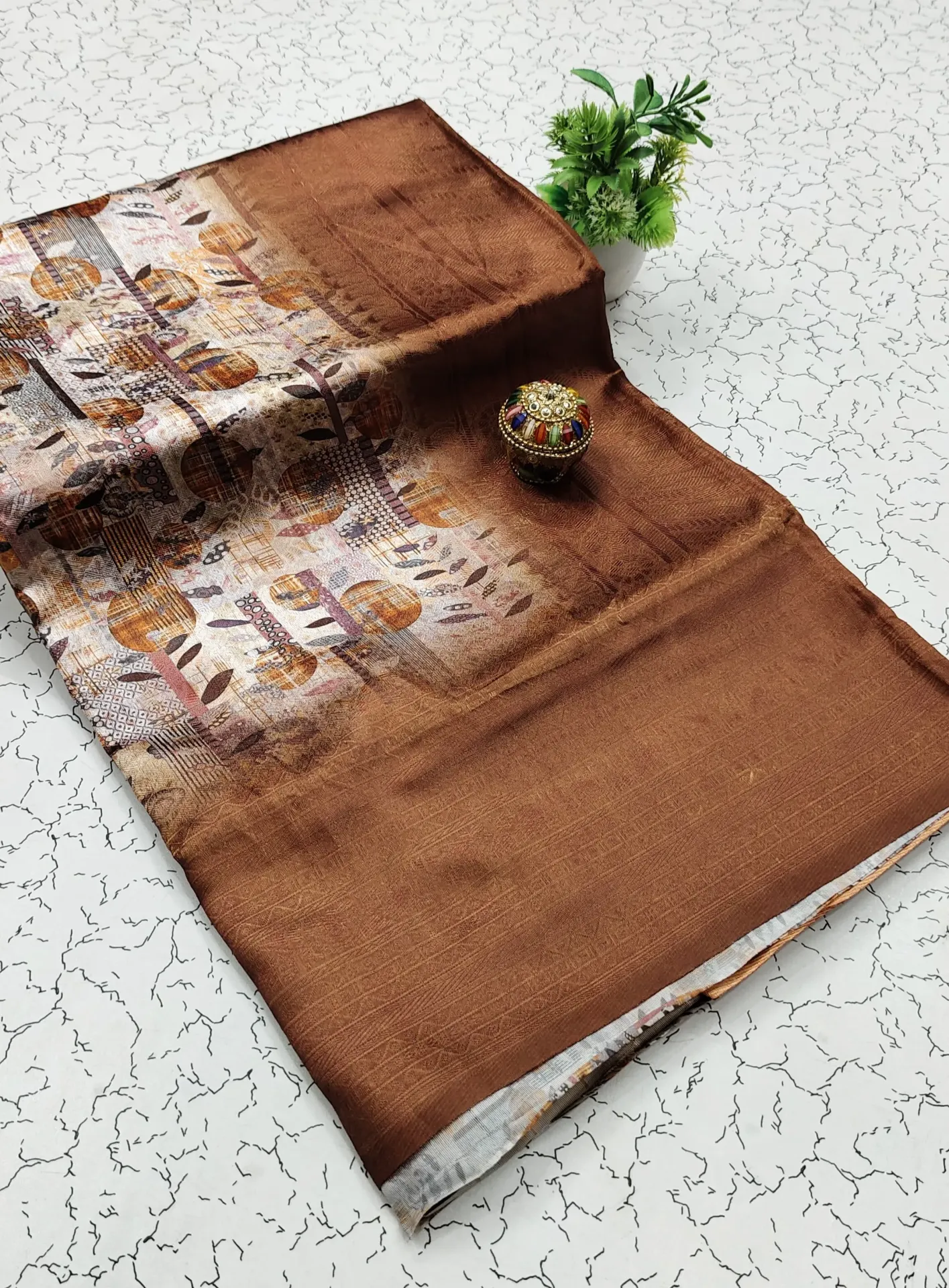 Premium copper softy sarees with matching self blouse