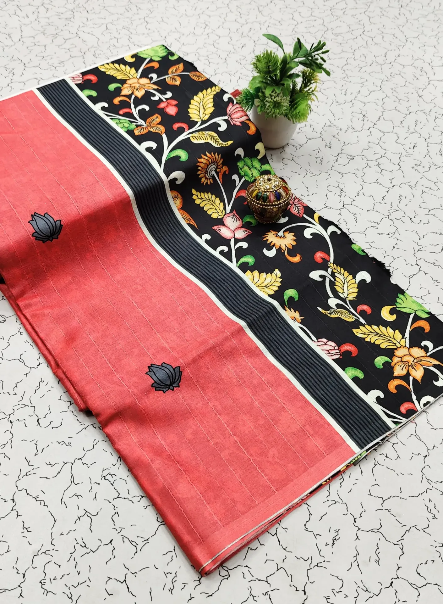Premium copper softy sarees with matching self blouse
